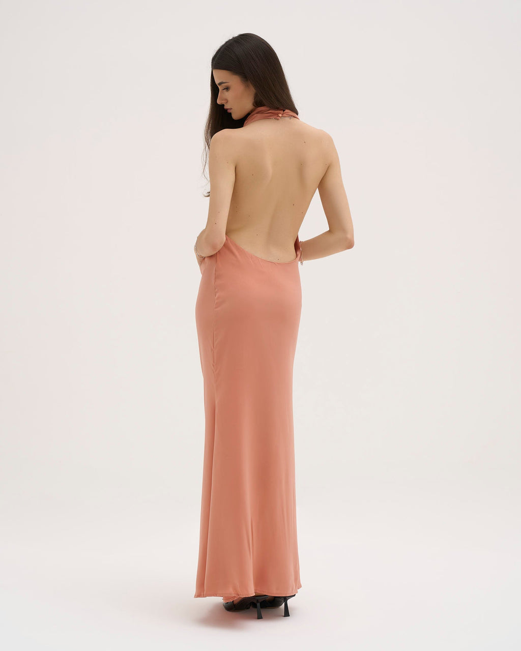 Renee Satin Maxi Dress - Coral