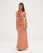 Renee Satin Maxi Dress - Coral