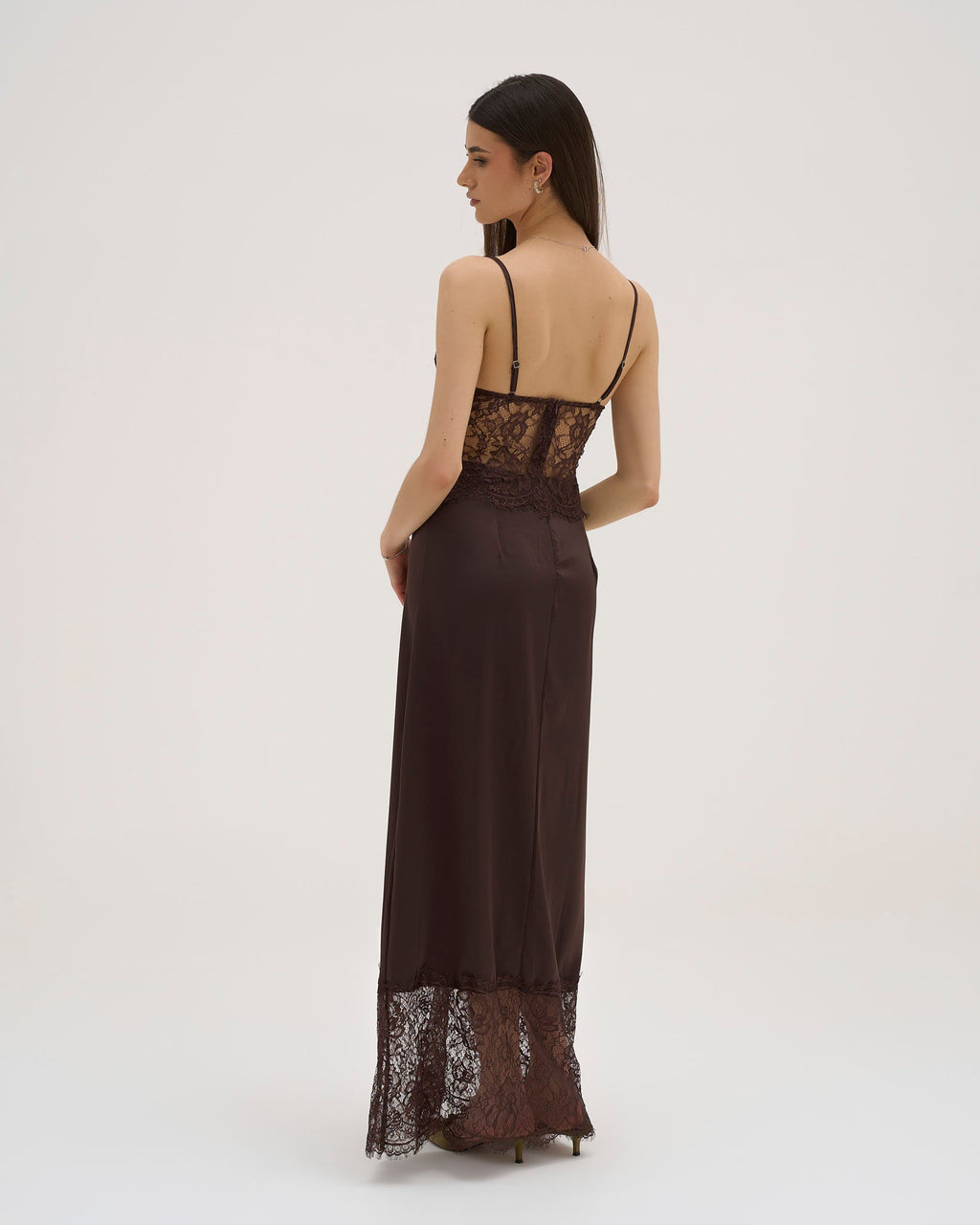 Iselle Lace Maxi Dress - Chocolate