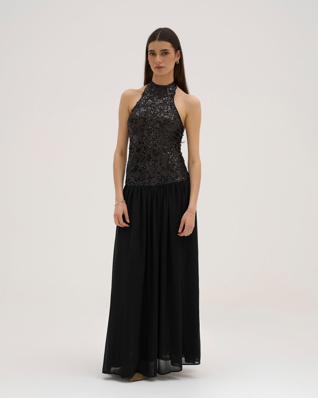Dolce Sequin Maxi Dress - Black