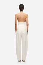 THE JENNIFER cupro bodysuit in ivory, open-back V shape and high-cut back leg