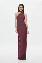 Fig jersey halter maxi dress with sleeveless cut and high neckline