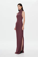 Fig sleeveless jersey maxi dress with high neck and leg slit