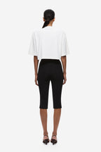 Back view of ivory oversized cropped T-shirt with short sleeves