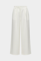 Off-white acetate wide-leg pants with pleated front and belt loops