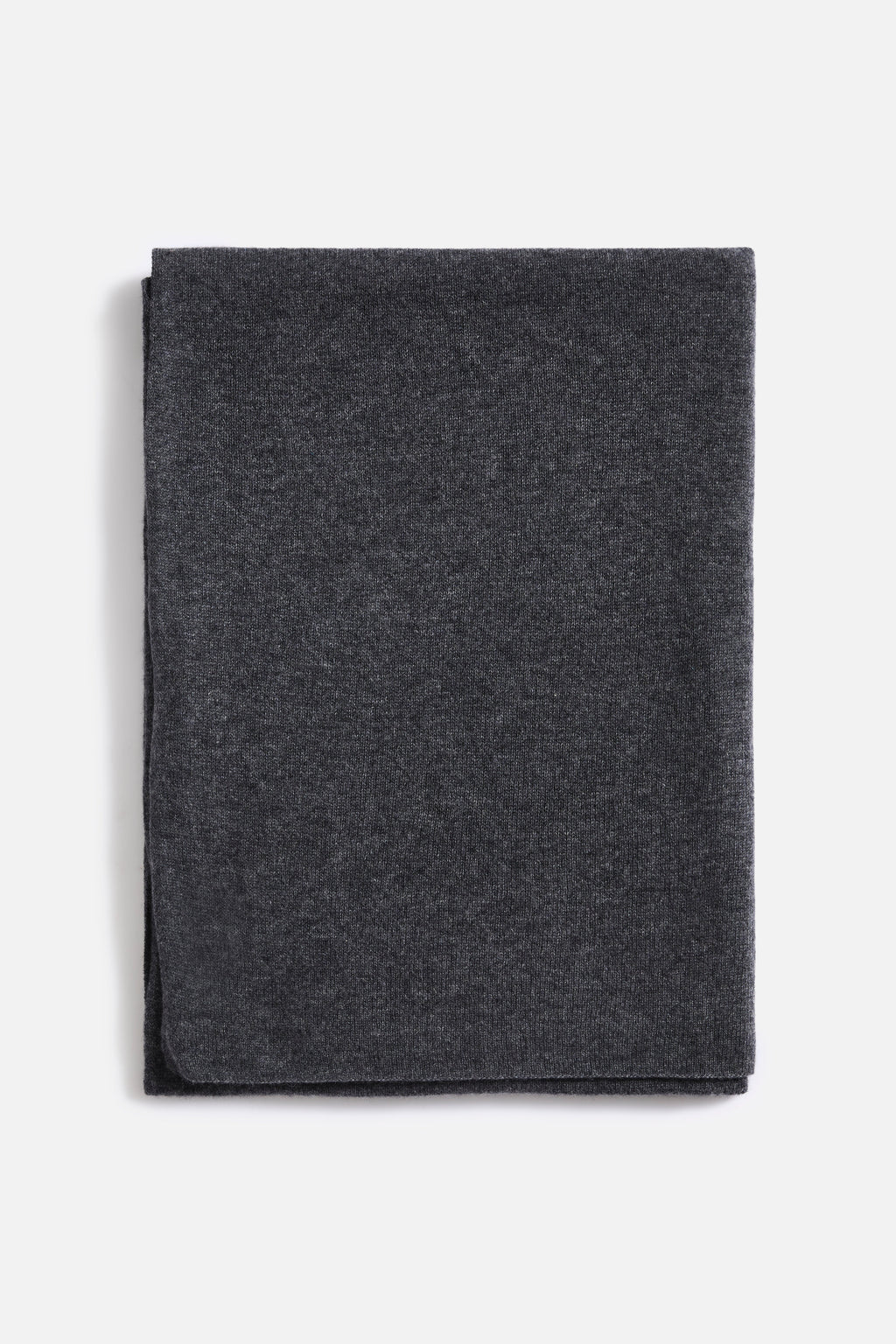 Dark charcoal cashmere scarf, smooth fabric square with folded hem edge