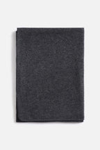Dark charcoal cashmere scarf, smooth fabric square with folded hem edge