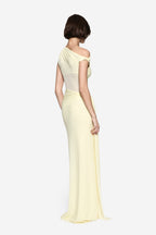 Lemon sleeveless maxi dress, open back with gathered waist