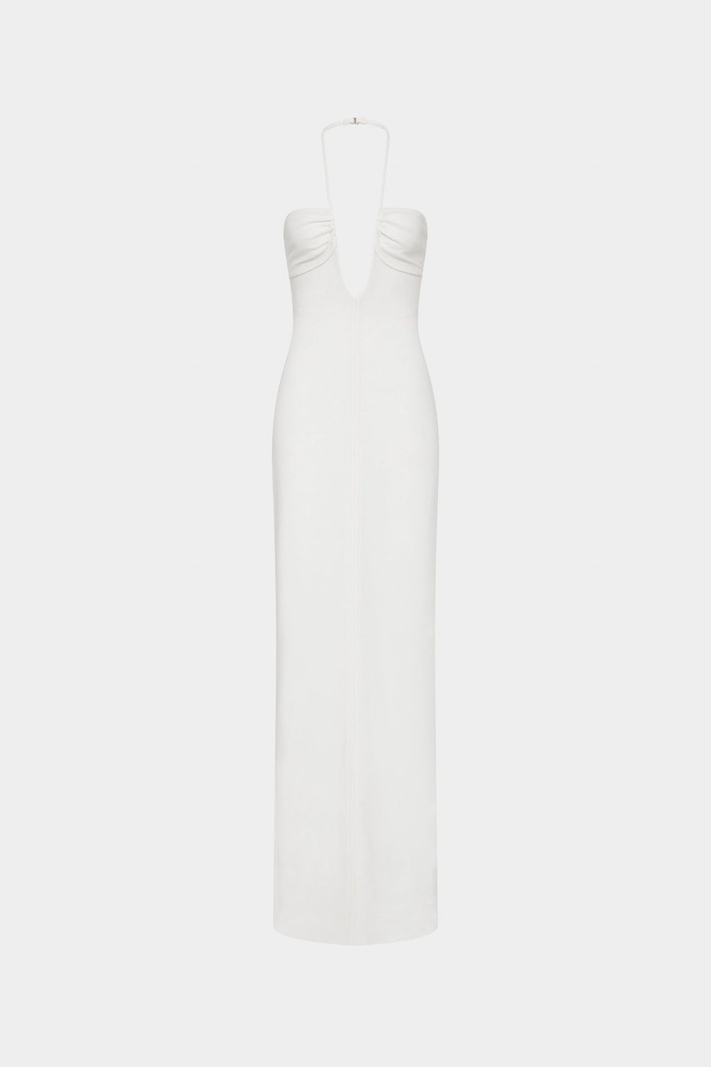 Ivory sleeveless V-neck maxi suiting dress