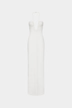 Ivory sleeveless V-neck maxi suiting dress