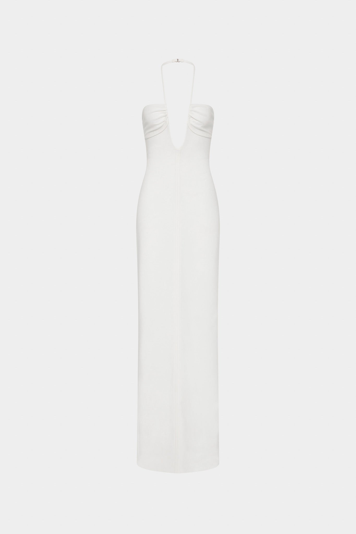 Ivory sleeveless V-neck maxi suiting dress
