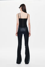 Black mesh corset top back with crisscross straps and center zipper